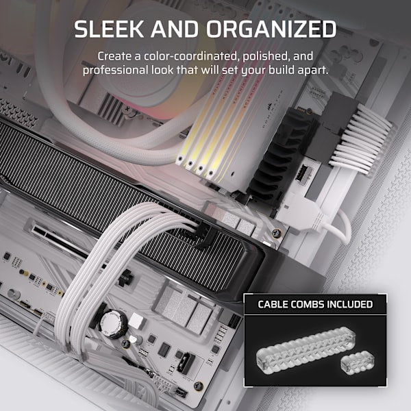 Elite Premium Individually Sleeved Type-5 PSU Cables Starter Kit - White