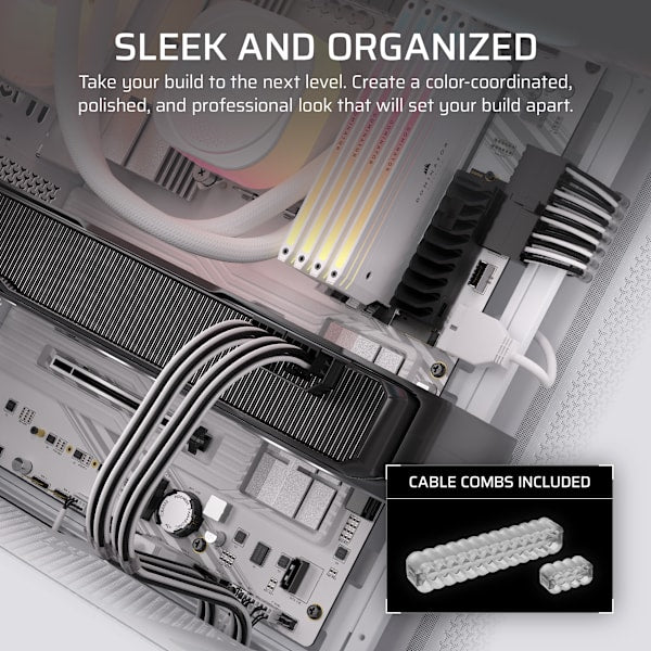 Elite Premium Individually Sleeved Type-4 PSU Cables Starter Kit - Black/White
