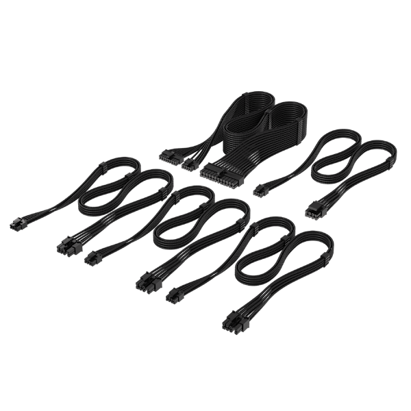Elite Premium Individually Sleeved Type-4 PSU Cables Starter Kit - Black