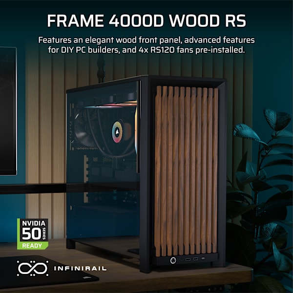 FRAME 4000D WOOD RS Modular Mid-Tower PC Case - Black/Walnut