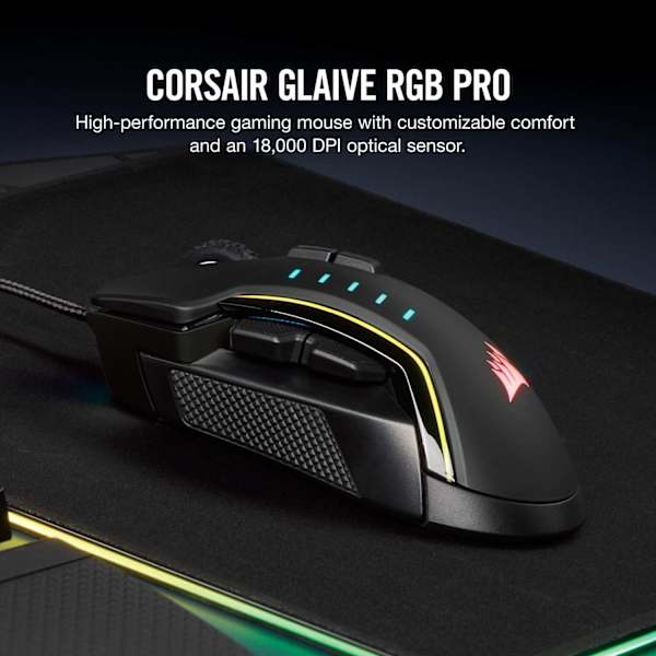 GLAIVE RGB PRO Gaming Mouse — Black (Refurbished)