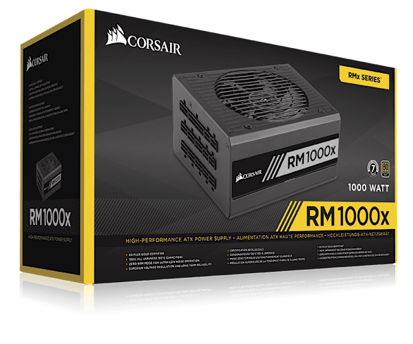 RMx Series™ RM1000x — 1000 Watt 80 PLUS® Gold Certified Fully Modular PSU (NA) (Refurbished)