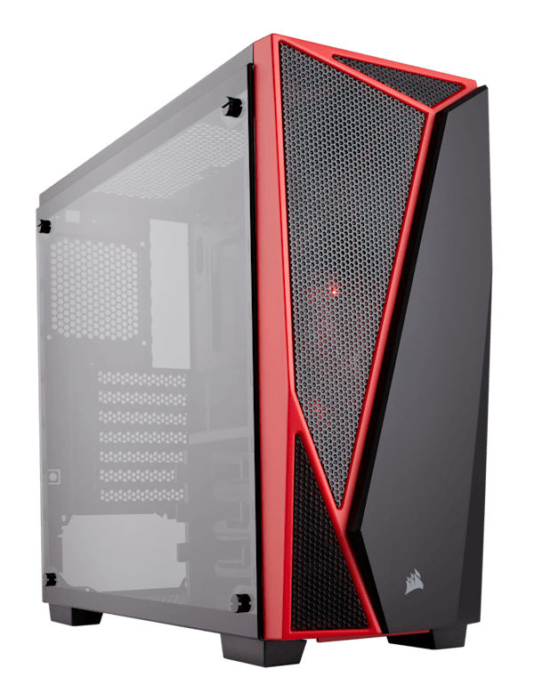 Carbide Series® SPEC-04 Tempered Glass Mid-Tower Gaming Case — Black/Red