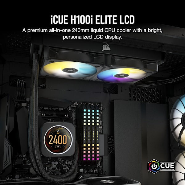 iCUE H100i ELITE LCD Display Liquid CPU Cooler (Refurbished)