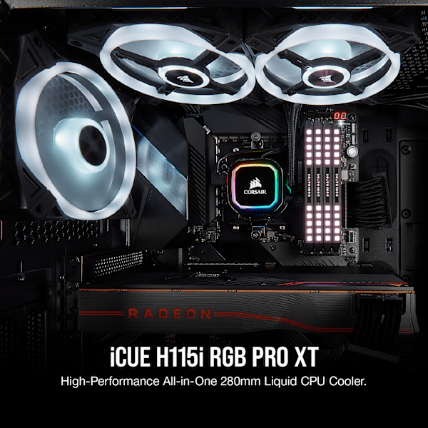 CORSAIR iCUE H115i RGB PRO XT,280mm Radiator,Dual 140mm PWM Fans,Software Control,Liquid CPU Cooler, Refurbished