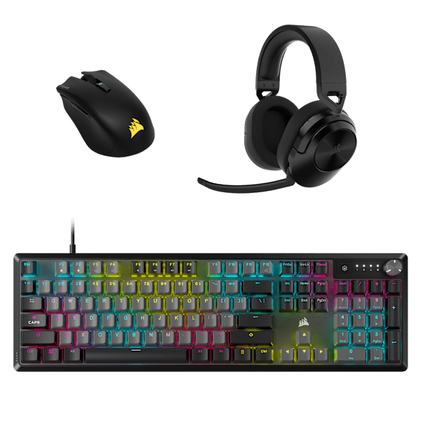 K70 Core Keyboard, Harpoon Wireless Mouse, HS55 Wireless Headset - 3 Pc Gaming Bundle (Revival Series)