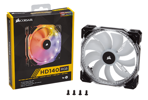 HD140 RGB LED High Performance 140mm PWM Fan — Twin Pack with Controller (Refurbished)