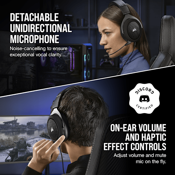 HS60 HAPTIC Stereo Gaming Headset with Haptic Bass — Carbon (Refurbished)