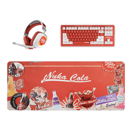 Nuka-Cola™ HS80 RGB Wireless Headset, CSTM80 Keyboard, and Desk Mat Gaming Bundle