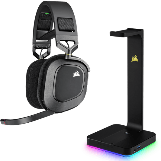Corsair RGB Headset Bundle - HS80 RGB Wireless Headset and RGB Headset Stand