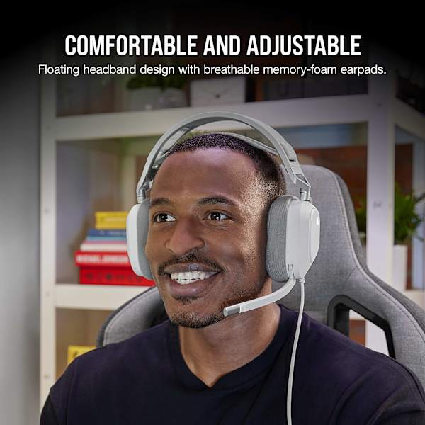 HS80 RGB USB Wired Gaming Headset — White (Refurbished)