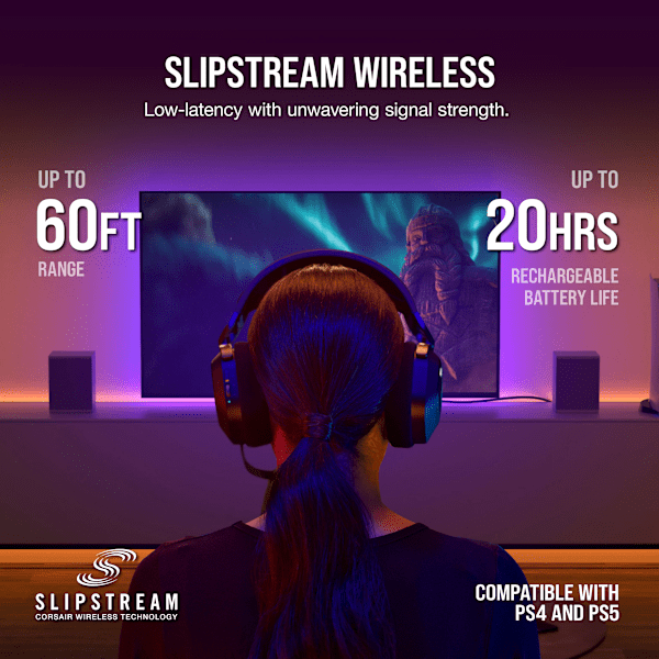 HS80 RGB WIRELESS Premium Gaming Headset with Spatial Audio — Carbon (Revival Series)