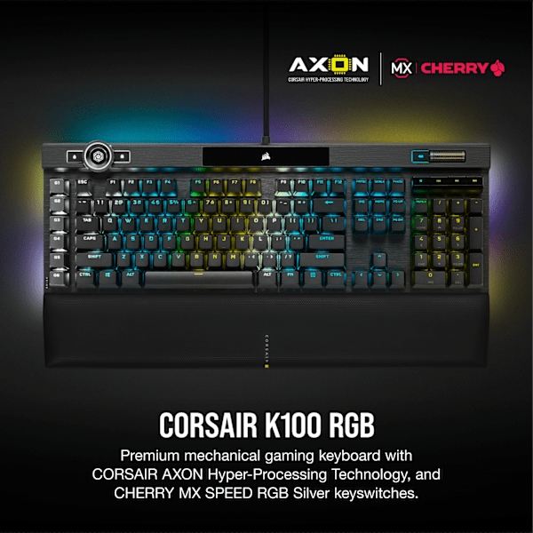 K100 RGB Mechanical Gaming Keyboard — CHERRY® MX Speed — Black (Refurbished)