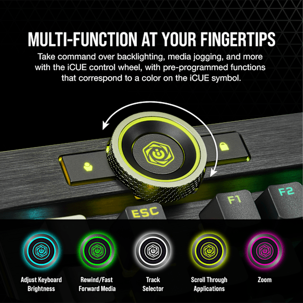 K100 RGB Optical-Mechanical Gaming Keyboard — CORSAIR OPX Switch — Black (Refurbished)
