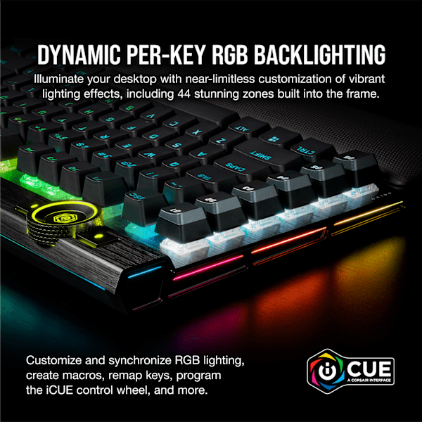 K100 RGB Optical-Mechanical Gaming Keyboard — CORSAIR OPX Switch — Black (Refurbished)