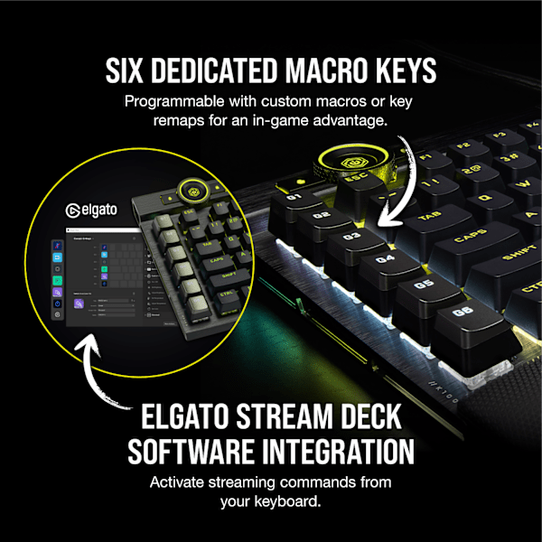K100 RGB Optical-Mechanical Gaming Keyboard — CORSAIR OPX Switch — Black (Refurbished)