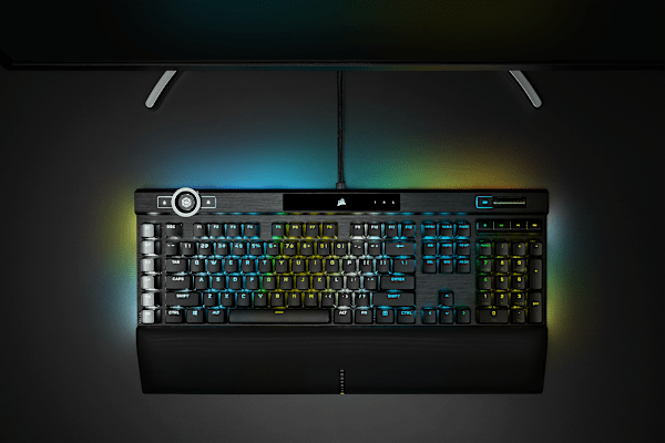 K100 RGB Optical-Mechanical Gaming Keyboard — CORSAIR OPX Switch — Black (Refurbished)