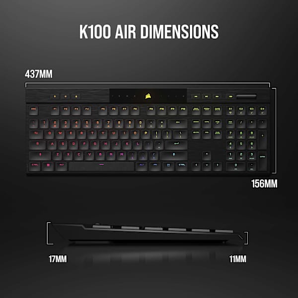 K100 AIR WIRELESS RGB Ultra-Thin Mechanical Gaming Keyboard - CHERRY MX Ultra Low Profile Tactile (Revival Series)