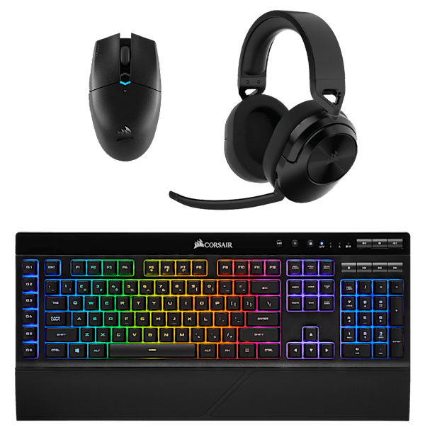 Corsair 3PC Wireless Gaming Bundle - K57 Wireless Keyboard, Katar Pro Wireless Mouse, and HS55 Wireless Headset