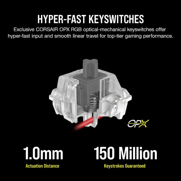 K60 PRO TKL RGB Tenkeyless Optical-Mechanical Gaming Keyboard - CORSAIR OPX Switch - White (Revival Series)