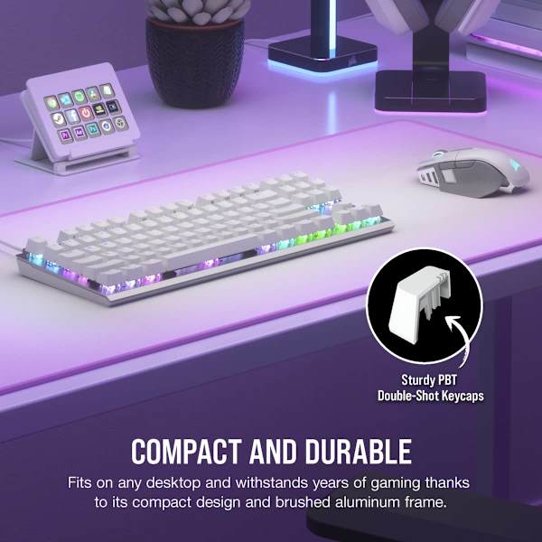 K60 PRO TKL RGB Tenkeyless Optical-Mechanical Gaming Keyboard - CORSAIR OPX Switch - White (Revival Series)