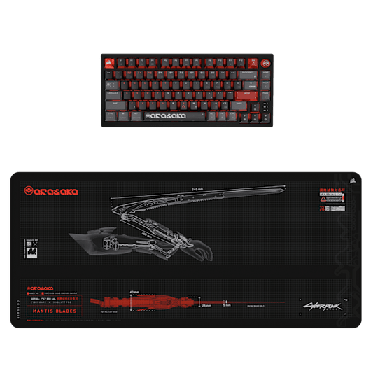 K65 Plus Keyboard and MM400 Mouse Pad CORSAIR x Cyberpunk 2077: Arasaka Edition