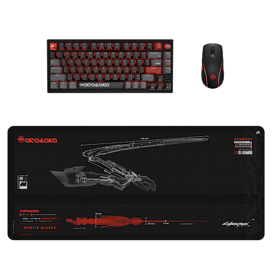 K65 Plus Keyboard, M75 Mouse, and MM400 Mouse Pad CORSAIR x Cyberpunk 2077: Arasaka Edition