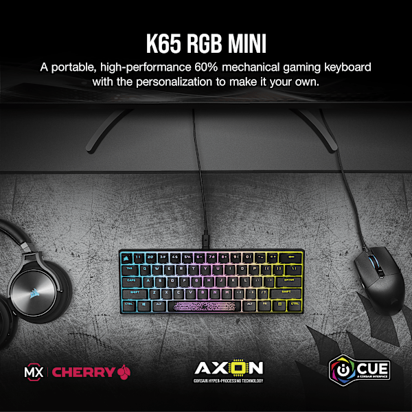 K65 RGB MINI 60% Mechanical Gaming Keyboard — CHERRY MX SILENT — Black (Refurbished)