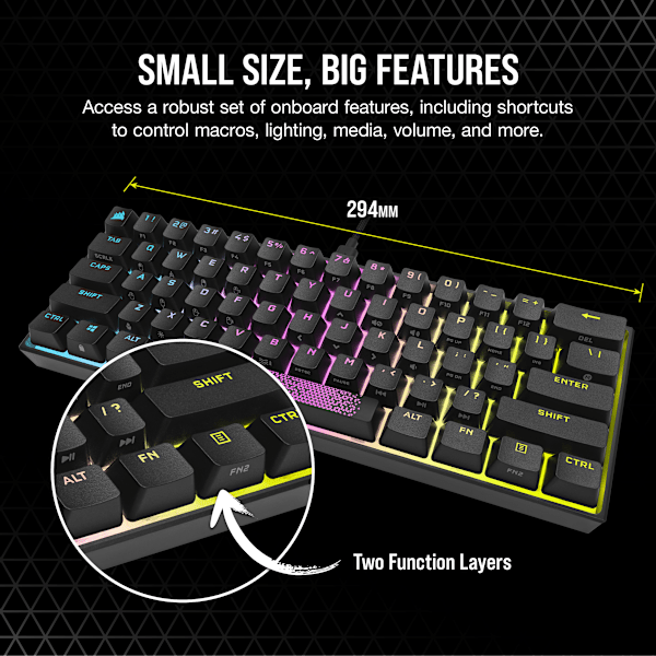K65 RGB MINI 60% Mechanical Gaming Keyboard — CHERRY MX SPEED — Black (Refurbished)