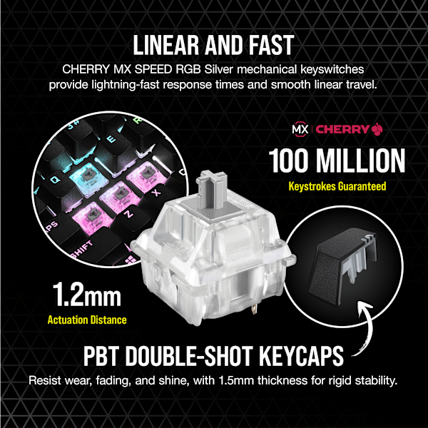 K65 RGB MINI 60% Mechanical Gaming Keyboard — CHERRY MX SPEED — Black (Refurbished)