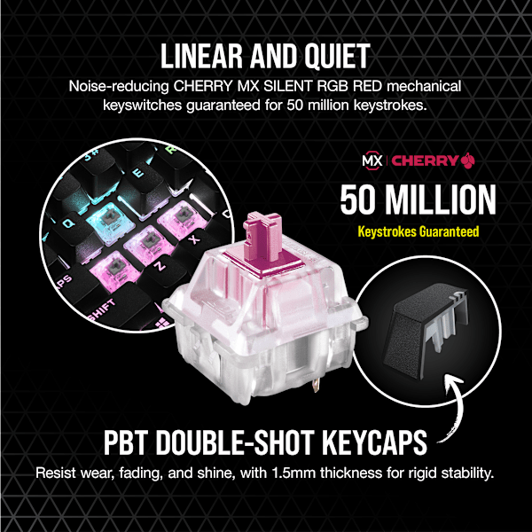 K65 RGB MINI 60% Mechanical Gaming Keyboard — CHERRY MX SILENT — Black (Refurbished)