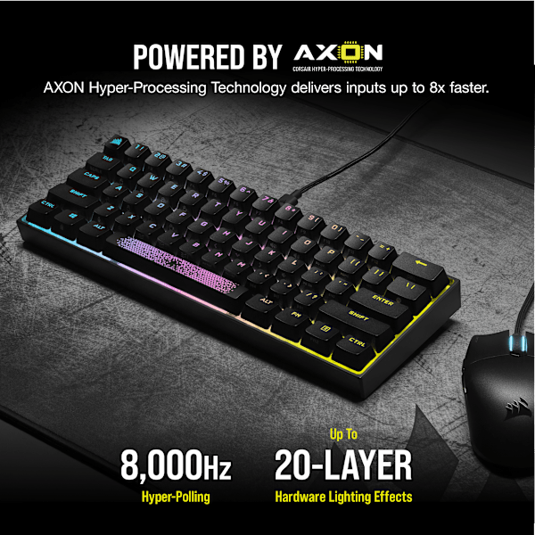 K65 RGB MINI 60% Mechanical Gaming Keyboard — CHERRY MX SILENT — Black (Refurbished)