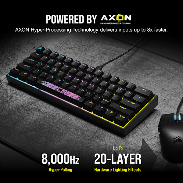 K65 RGB MINI 60% Mechanical Gaming Keyboard — CHERRY MX SPEED — Black (Refurbished)