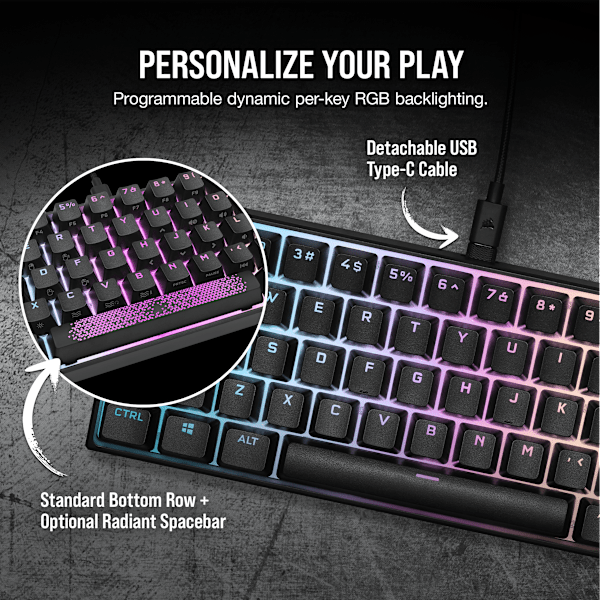 K65 RGB MINI 60% Mechanical Gaming Keyboard — CHERRY MX SILENT — Black (Refurbished)