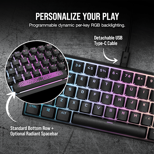 K65 RGB MINI 60% Mechanical Gaming Keyboard — CHERRY MX SPEED — Black (Refurbished)