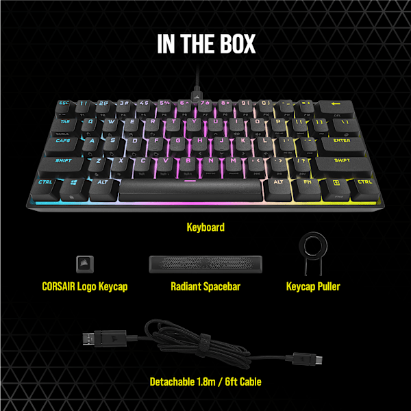 K65 RGB MINI 60% Mechanical Gaming Keyboard — CHERRY MX SILENT — Black (Refurbished)