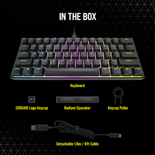 K65 RGB MINI 60% Mechanical Gaming Keyboard — CHERRY MX Red — Black (Refurbished)