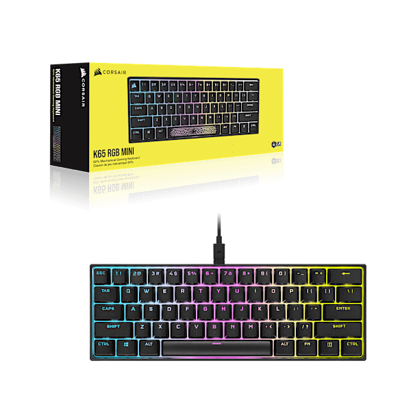 K65 RGB MINI 60% Mechanical Gaming Keyboard — CHERRY MX SILENT — Black (Refurbished)