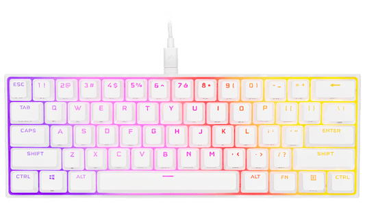K65 RGB MINI 60% Mechanical Gaming Keyboard — CHERRY MX Red — White (Refurbished)