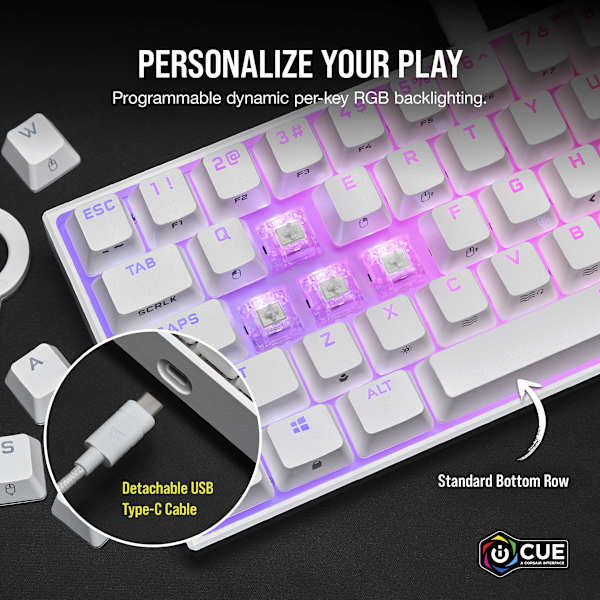 K65 RGB MINI 60% Mechanical Gaming Keyboard — CHERRY MX SPEED — White (Refurbished)
