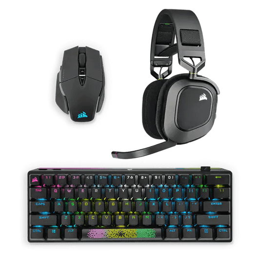 M65 ULTRA WIRELESS Mouse + HS80 WIRELESS Headset + K70 PRO MINI Keyboard