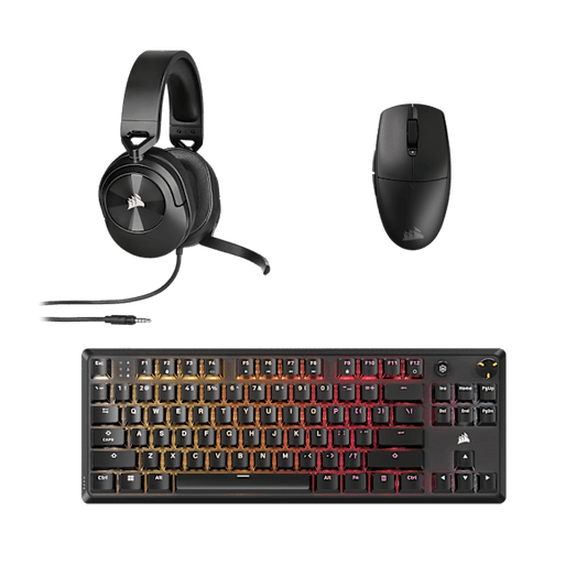 K70 Core TKL Keyboard, M55 Mouse, HS55 Headset - Wired Gaming Bundle