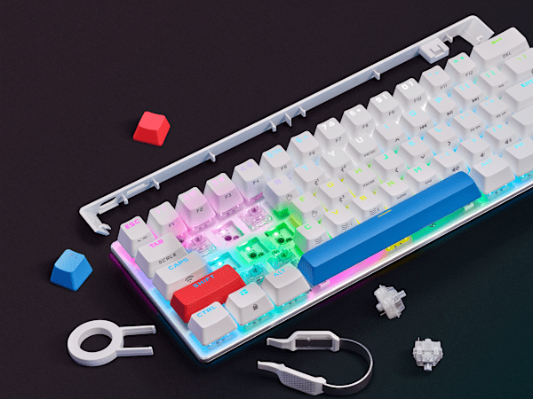 K70 PRO MINI WIRELESS 60% Mechanical CHERRY MX Speed Switch Keyboard with RGB Backlighting - White (Refurbished)