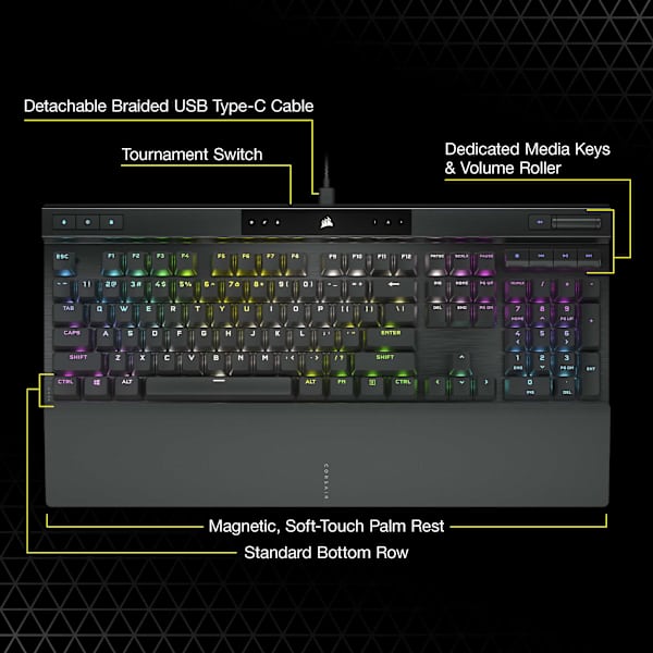 K70 PRO RGB Optical-Mechanical Gaming Keyboard with PBT DOUBLE SHOT PRO Keycaps (Refurbished)