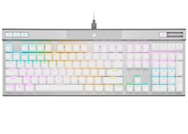 K70 PRO RGB Optical-Mechanical Gaming Keyboard with PBT DOUBLE SHOT PRO Keycaps — White (Revival Series)