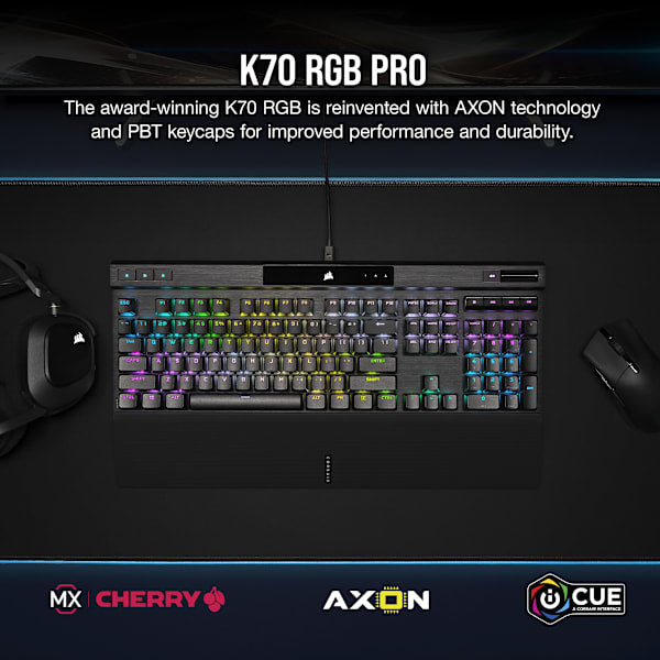 K70 RGB PRO Mechanical Gaming Keyboard with PBT DOUBLE SHOT PRO Keycaps — CHERRY® MX SPEED (UK) (Refurbished)