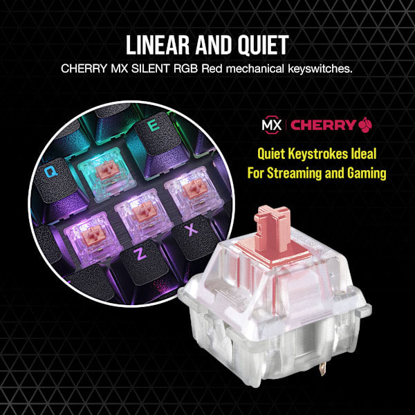 K70 RGB PRO Mechanical Gaming Keyboard with PBT DOUBLE SHOT PRO Keycaps — CHERRY® MX SILENT (Refurbished)