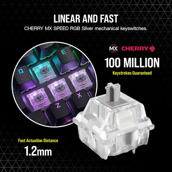 K70 RGB PRO Mechanical Gaming Keyboard with PBT DOUBLE SHOT PRO Keycaps — CHERRY® MX SPEED (UK) (Refurbished)