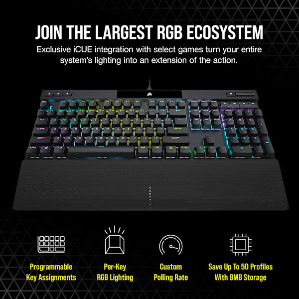 K70 RGB PRO Mechanical Gaming Keyboard with PBT DOUBLE SHOT PRO Keycaps — CHERRY® MX Red (Refurbished)