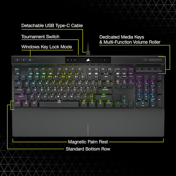 K70 RGB PRO Mechanical Gaming Keyboard with PBT DOUBLE SHOT PRO Keycaps — CHERRY® MX Red (Refurbished)